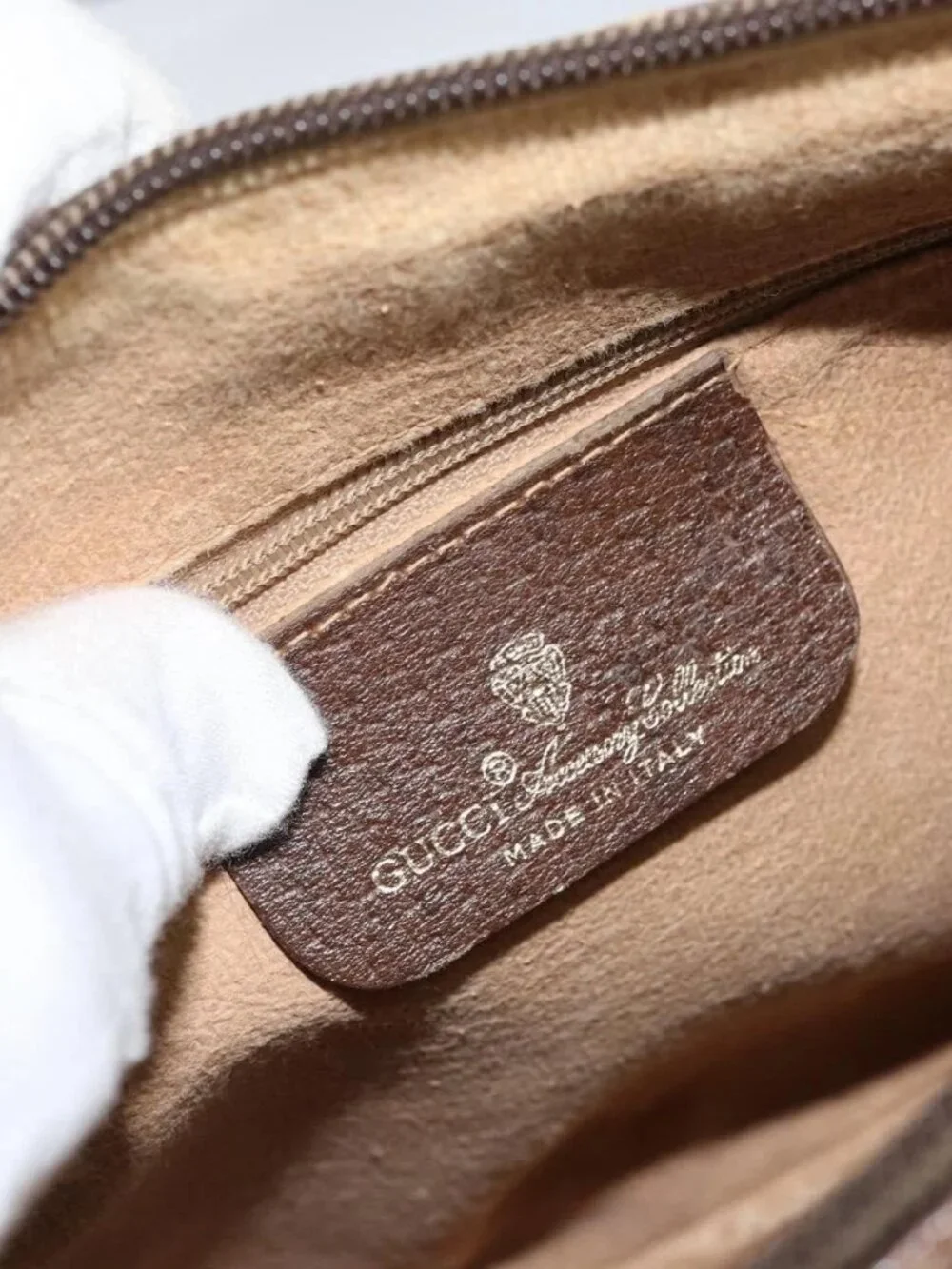 GUCCI GG Supreme Web Sherry Line Bag PVC Beige Gold 89 02 077 Auth 133234 - Picture 11 of 16